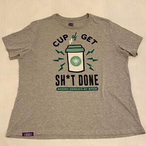 Siege INK “Cup of Get…” Printed Grey Short Sleeve T-Shirt Size XL